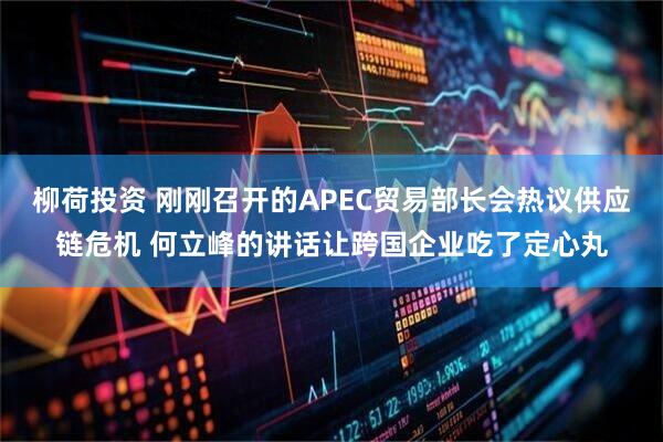柳荷投资 刚刚召开的APEC贸易部长会热议供应链危机 何立峰的讲话让跨国企业吃了定心丸